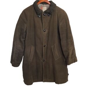 VTG 60s 70s Penney's Sports Outerwear Corduroy Barn Chore Coat Sherpa Lined Sz L